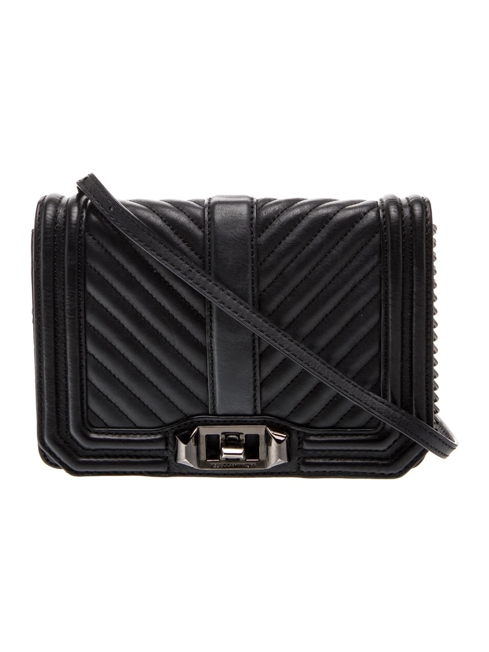 Rebecca Minkoff Black Quilted Chevron Leather Mini Crossbody